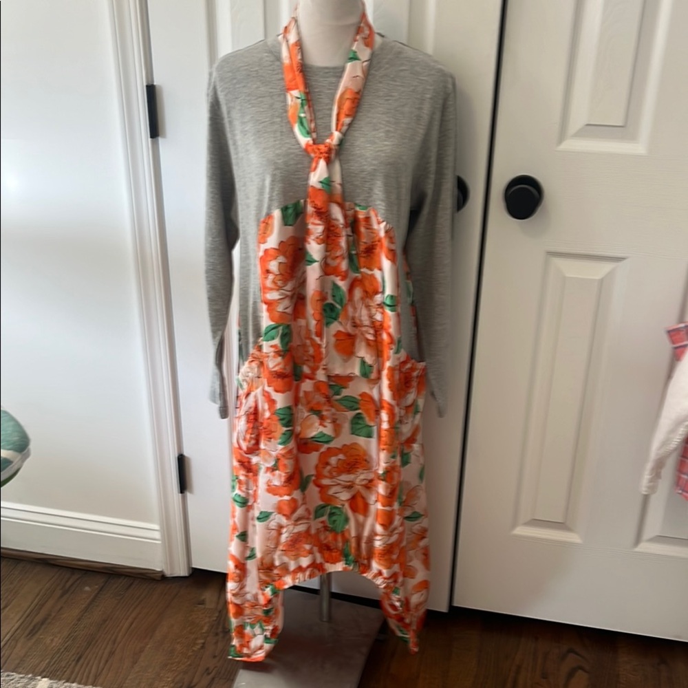 Floral Dress with Gray Long Sleeves